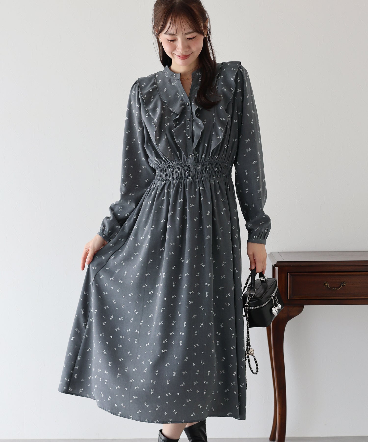 【TIME SALE】フラワープリントフリルワンピース