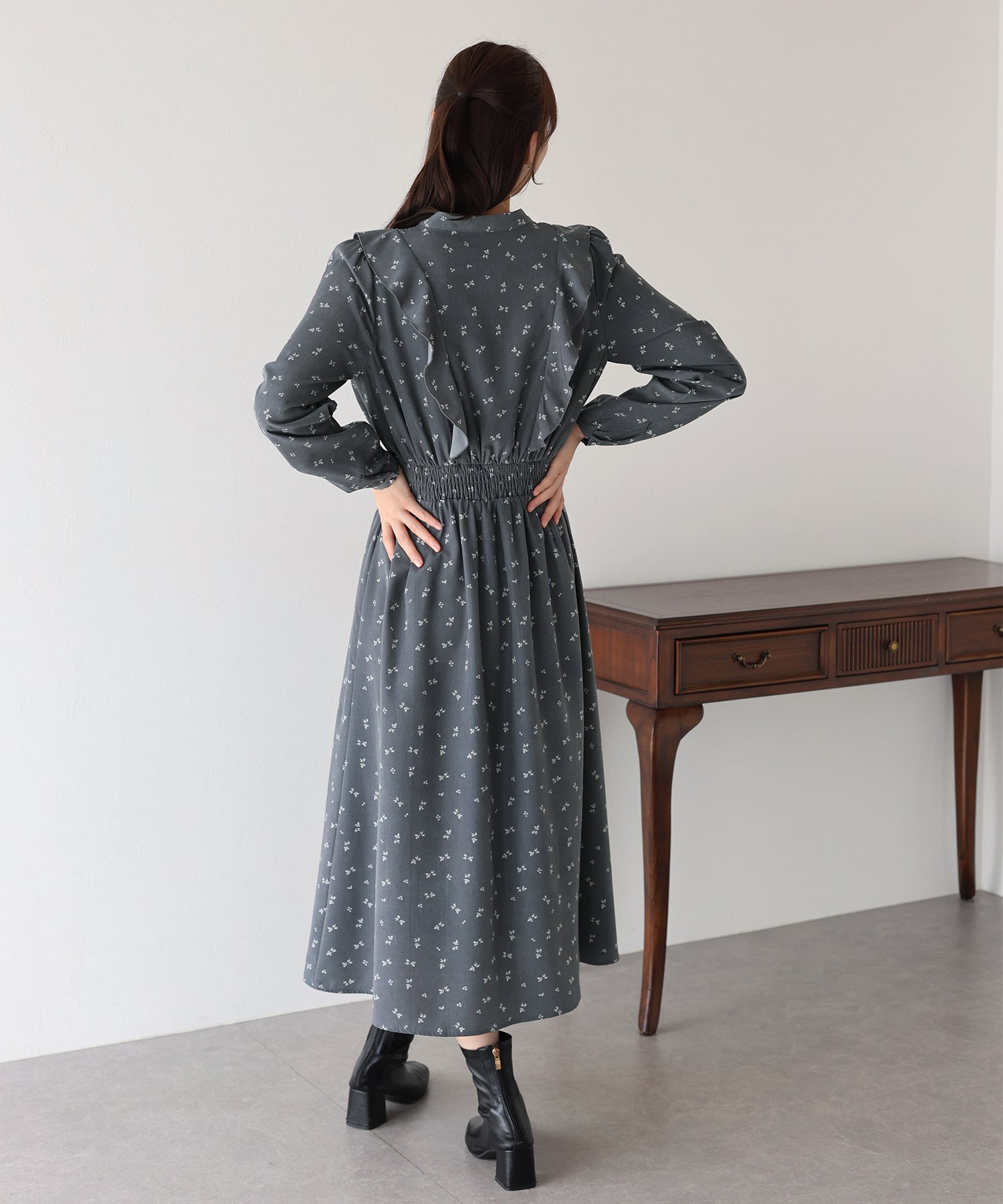 【TIME SALE】フラワープリントフリルワンピース