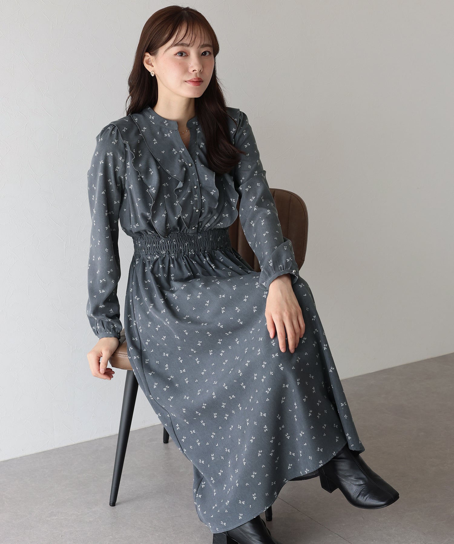 【TIME SALE】フラワープリントフリルワンピース