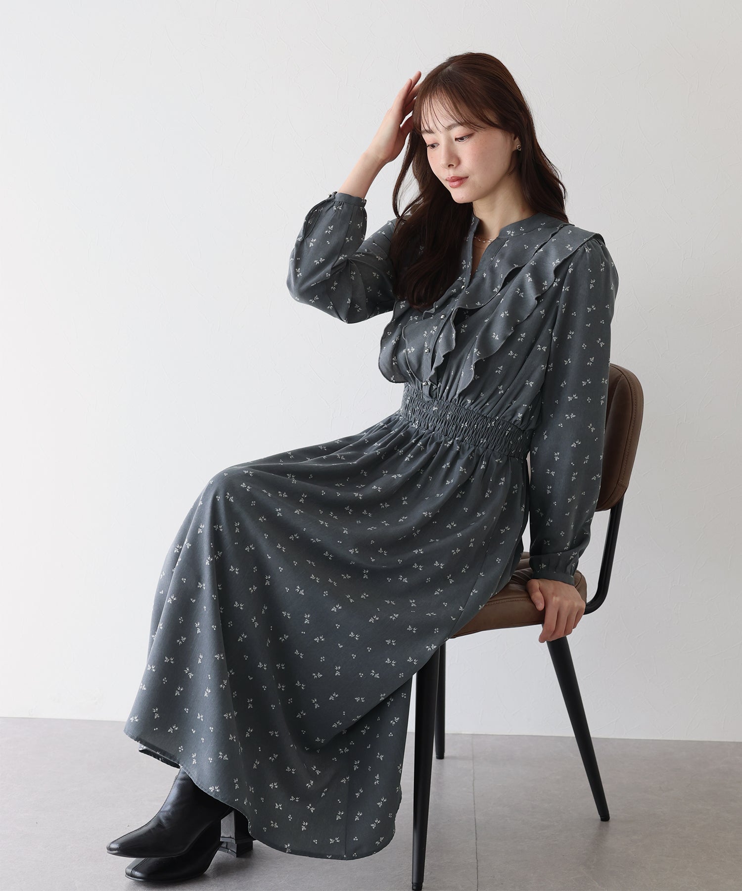 【TIME SALE】フラワープリントフリルワンピース