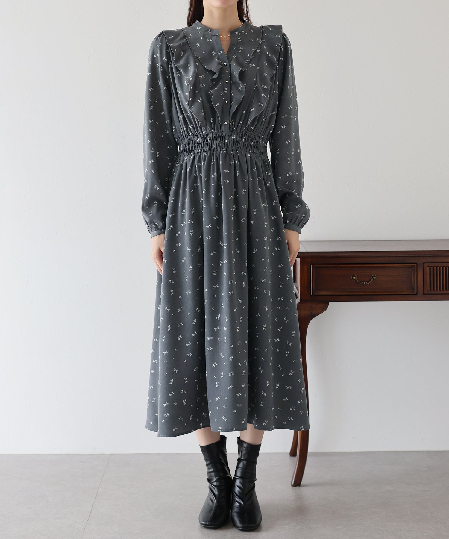 【TIME SALE】フラワープリントフリルワンピース