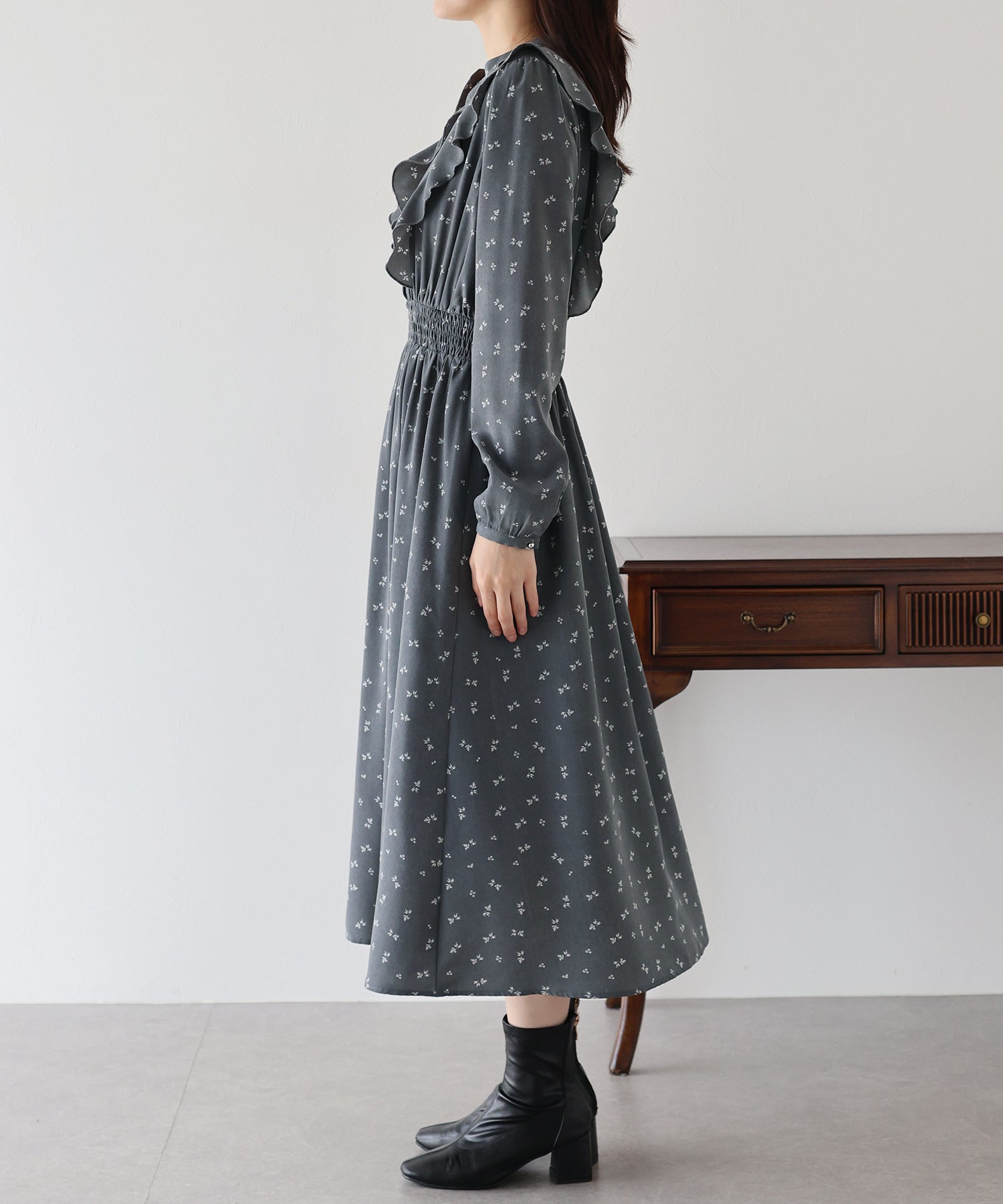 【TIME SALE】フラワープリントフリルワンピース