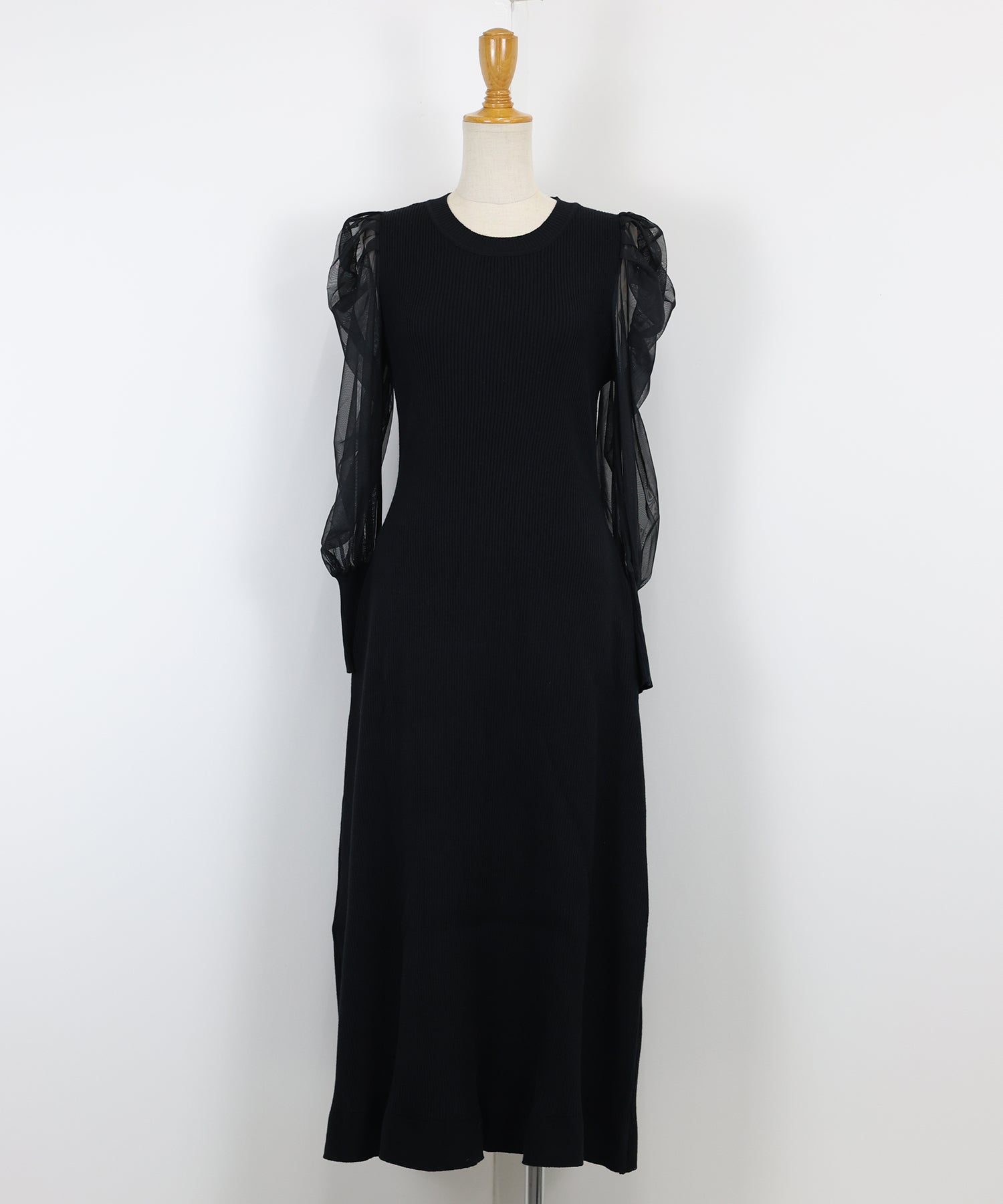 【TIME SALE】チュール袖マーメイドニットワンピース