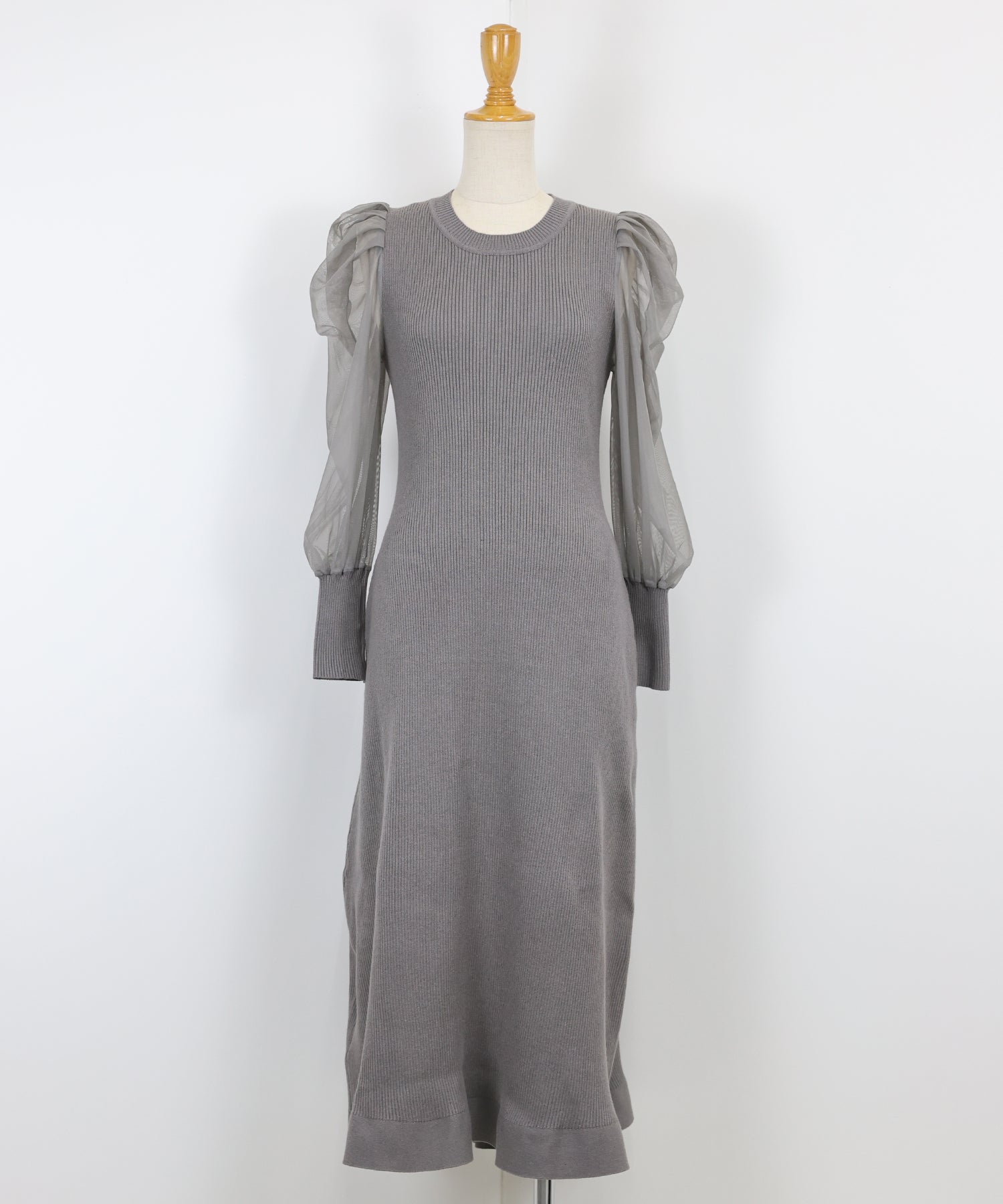 【TIME SALE】チュール袖マーメイドニットワンピース