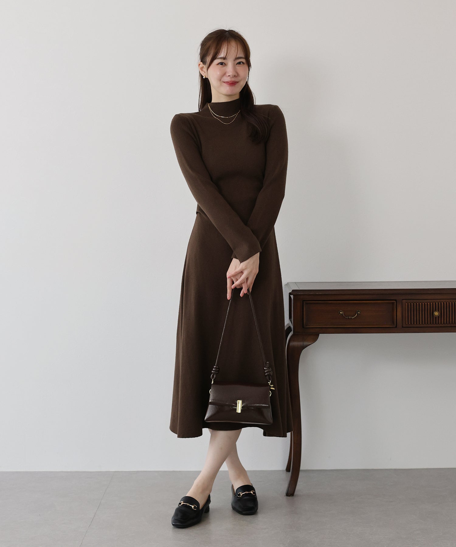 サイドタックニットワンピース