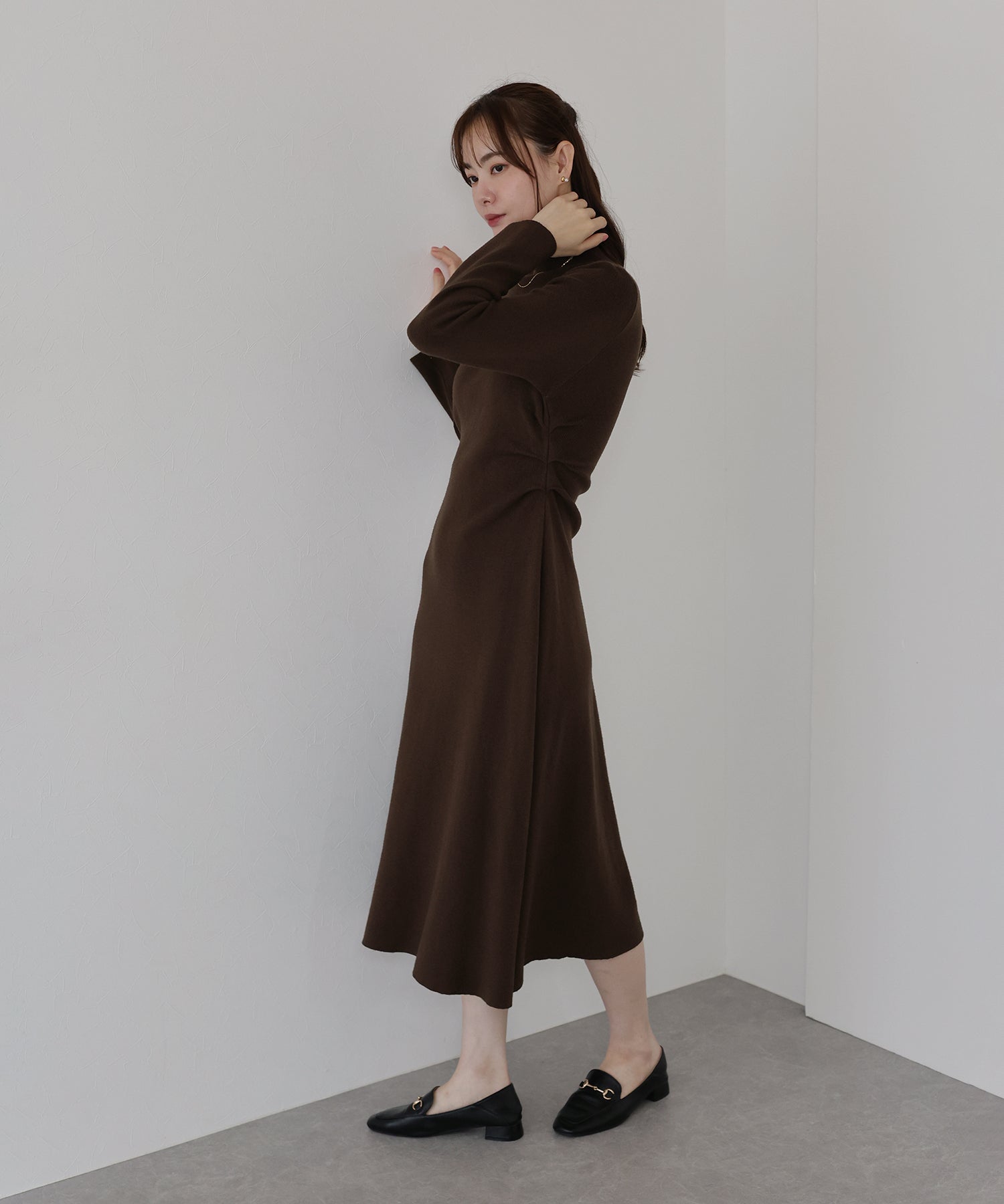 サイドタックニットワンピース